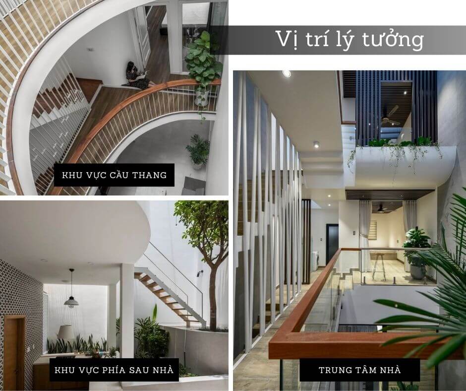 Các vị trí thiết kế lý tưởng dành cho giếng trời 